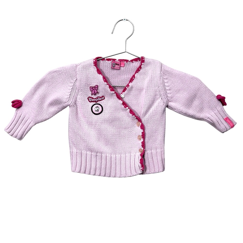 Vintage Complices Baby Eagle Girls 2T Pink Knit Cardigan Sweater Y2K French 81